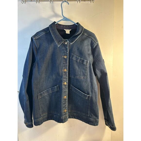 Duluth Trading Company lined jean jacket womens xxl cargo pockets metal buttons - Picture 2 of 12